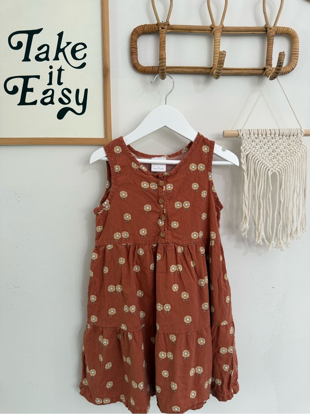 Little Co - size 6 - floral tiered dress with button detail
